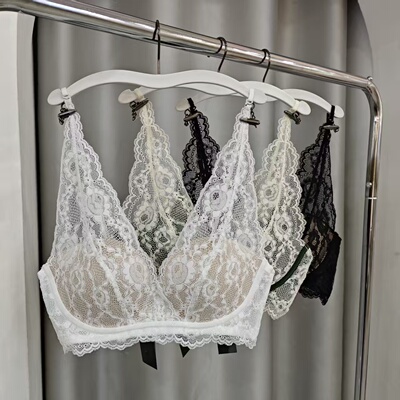 蕾丝镂空网纱无钢圈聚拢文胸内衣