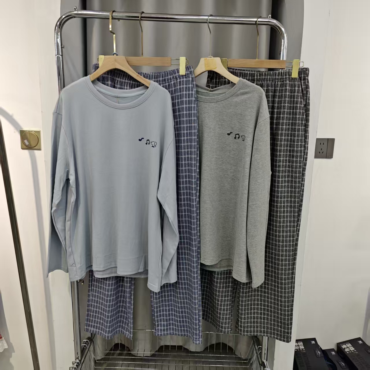 男士长袖长裤家居服套装睡衣