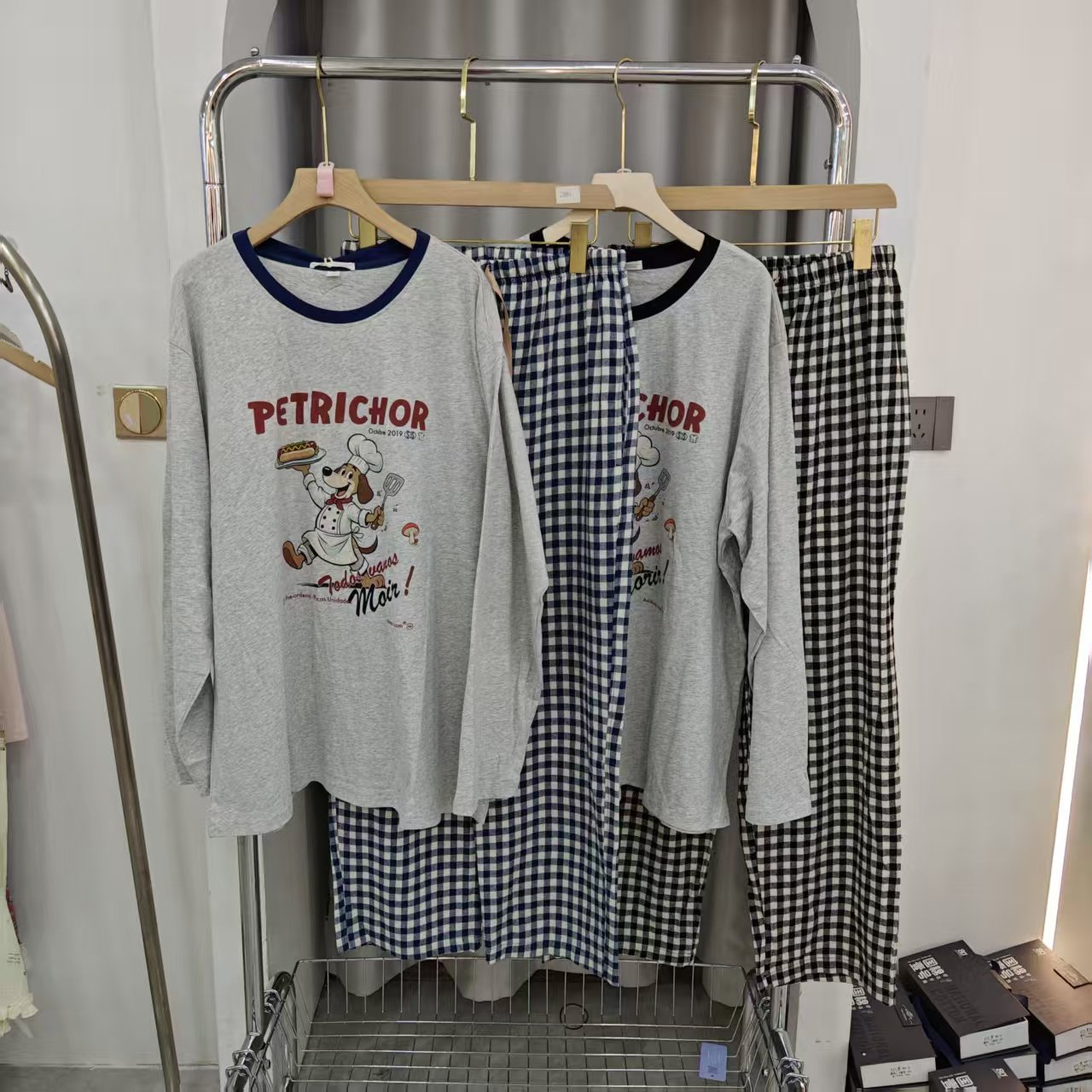 纯棉男士家居服套装圆领长袖长裤宽松舒适可外穿宿舍时尚睡衣6037