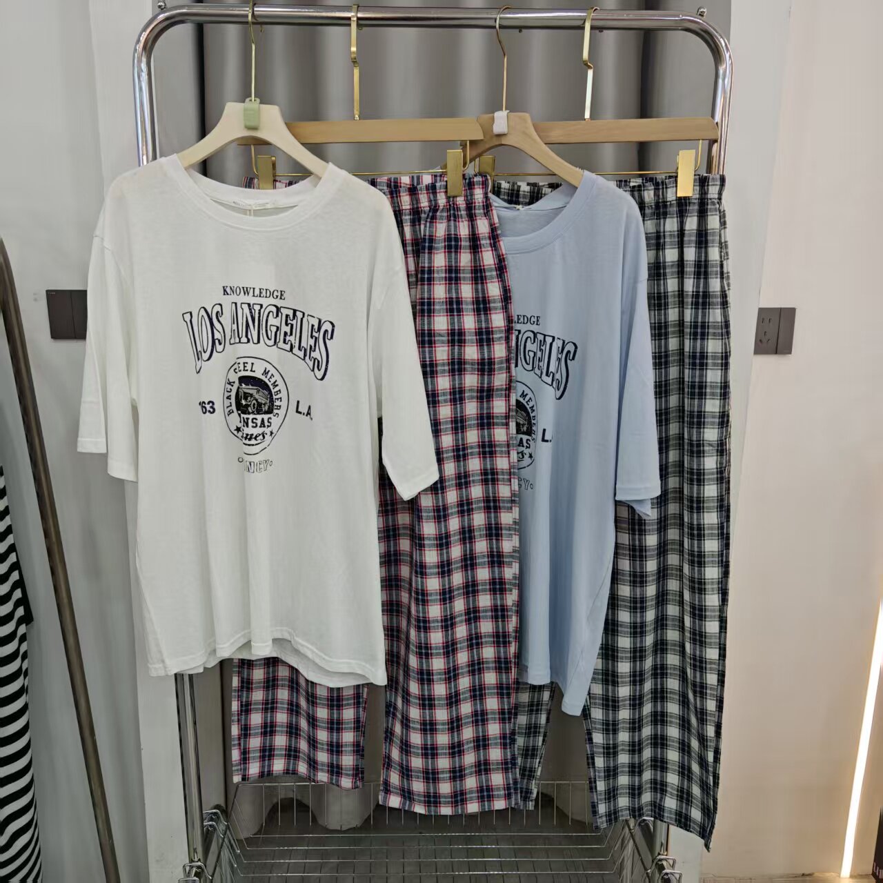 新款男士圆领短袖长裤睡衣宽松舒适可外穿宿舍休闲家居服套装8020