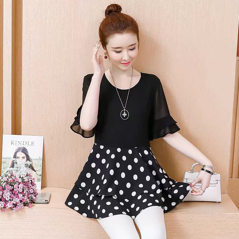 ief爱衣服胖人服饰女洋气大码遮肚打底衫夏季新款女装宽松显瘦短