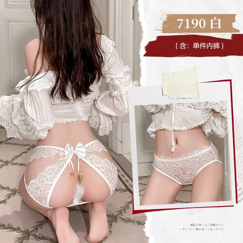铃铛蕾丝情qu内裤女C裤开档免穿脱内衣女士低腰三角裤女