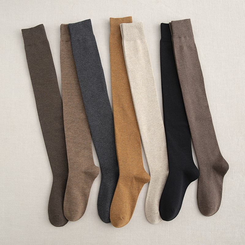 过膝袜子女纯棉春秋款长筒袜JK压力高筒袜大腿夏季薄全棉长袜无骨
