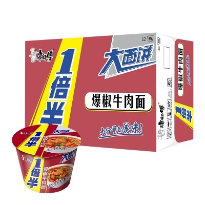 康师傅一倍半大桶爆椒牛肉面桶装