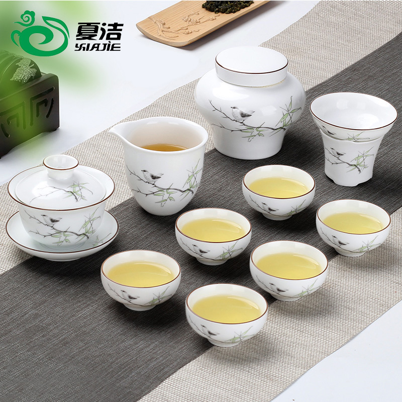 白瓷茶具套装整套茶具三才敬茶杯陶瓷定窑茶水壶泡茶过节送礼定制