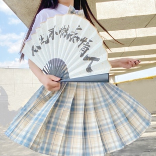 柠檬海盐jk制服裙学院风日系短裙高腰百褶裙格子裙女