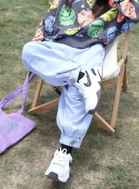 2025新款童装春秋女孩牛仔长裤宽松休闲潮运动裤子中大童112132