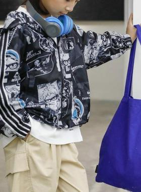 2025新款春夏童装男孩子上衣夹克外套帽衫休闲运动潮中大童717507