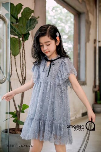 110码女童夏季蕾丝纱长裙