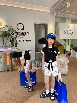 夏季女童休闲运动T恤短裤两件套