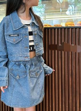 两件套【120码】童装女孩牛仔外套半裙休闲学生中大童114019