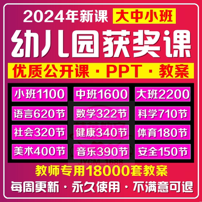 幼儿园大中小班优质公开课音乐数学社会语言科学五大领域ppt教案