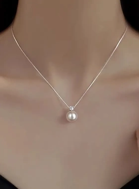 925镀银珍珠项链轻奢颈链女 新款小众高级感锁骨链