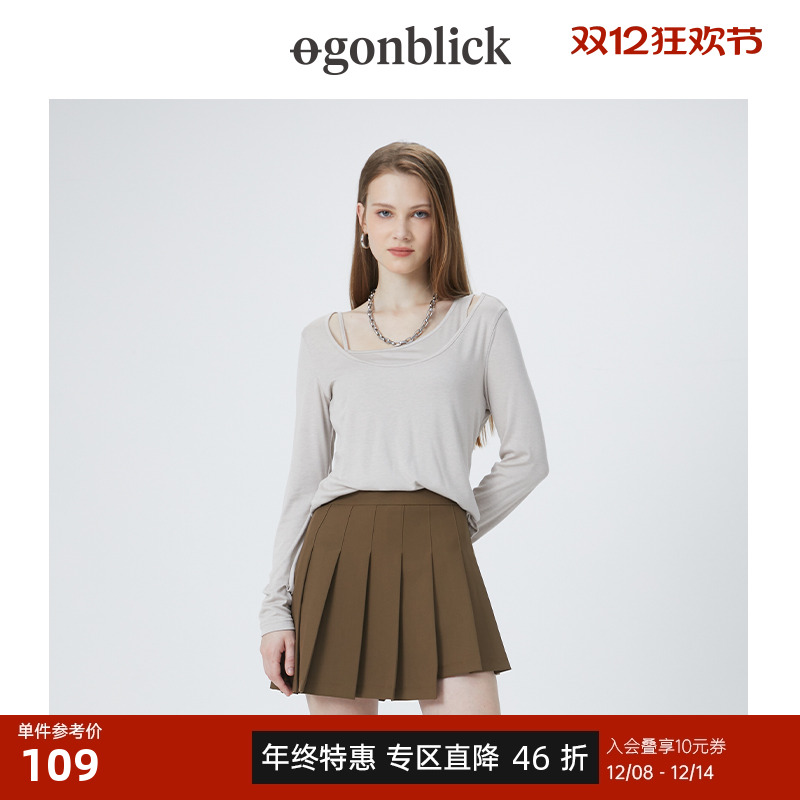 北欧时刻不规则假两件长袖T恤