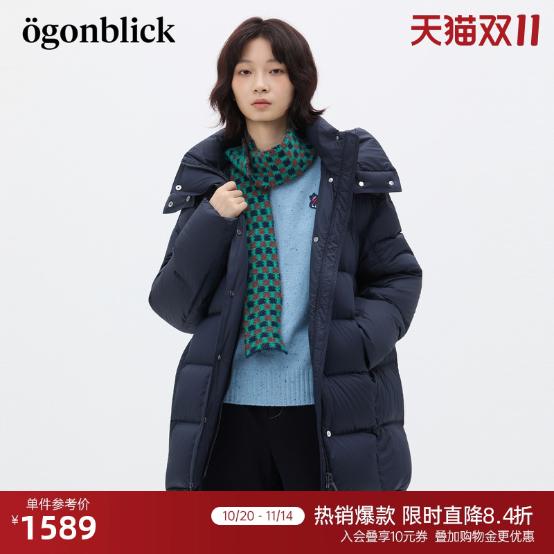 商场同款北欧时刻保暖加厚连帽羽绒服女冬季新款小个子面包服外套