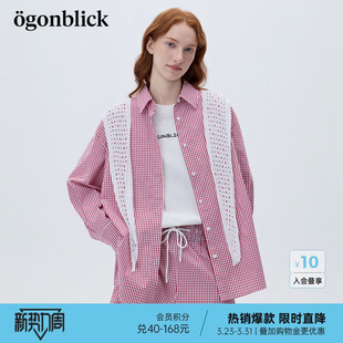 新款 女26年春季 高级感通勤上衣 北欧时刻红色格子翻领衬衫 商场同款