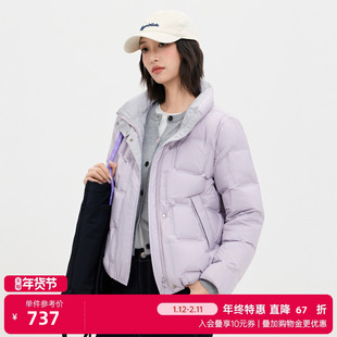 商场同款北欧时刻格纹立领羽绒服女2025年冬季保暖百搭面包服外套