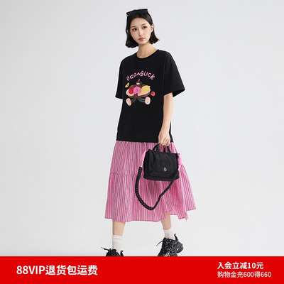 拼接设计感T恤连衣裙女