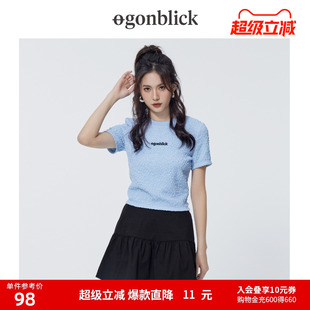 修身 北歐時刻褶皺短袖 新款 圓領(lǐng)氣質(zhì)甜辣風(fēng)短款 T恤女2025夏季 上衣