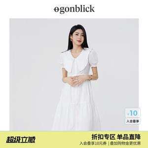 北欧时刻荷叶领泡泡袖连衣裙夏季2026年新款甜美气质中长款初恋裙