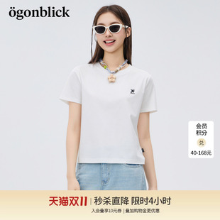 北欧时刻商场同款燕子刺绣短袖T恤女2026年夏季新款圆领显瘦上衣