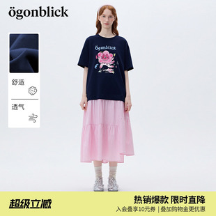 商场同款北欧时刻花猫印花拼接格子连衣裙女26年夏季新款设计长裙