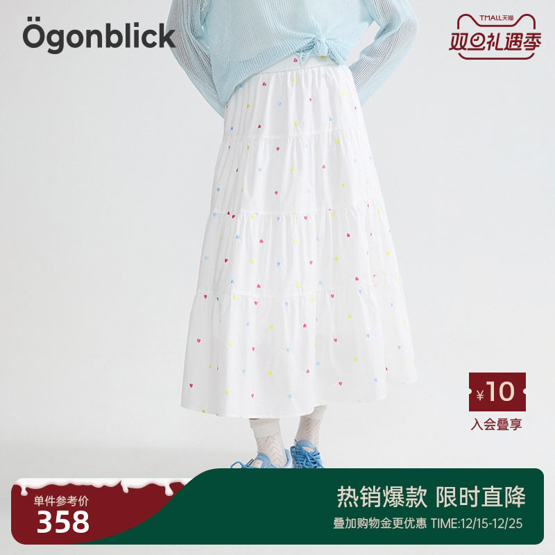 商场同款北欧时刻气质波点白色半身裙女25年夏季新款百搭中长裙子