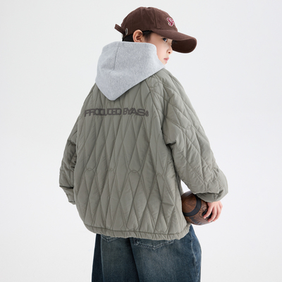 男童棉服外套秋冬季2025新款中大童青少年学生棒球服帅气夹棉棉衣