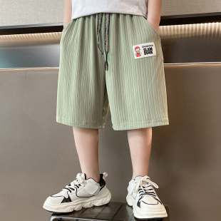 夏季 中裤 2026新款 五分裤 中大童学生宽松休闲冰丝薄款 男童阔腿短裤