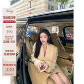 Hotdog 温柔翻领皮草外套女 仿真狐狸毛皮草 热狗很辣 淡奶黄包