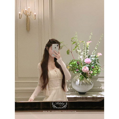 Hotdog热狗很辣【桃系私藏】蕾丝花边连衣裙/针织开衫女漂亮套装