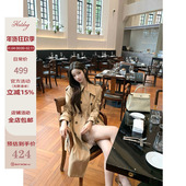 气质中长款 Hotdog 风衣外套女 经典 百搭时尚 热狗很辣 秋日漫逃