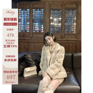 卡其色皮草女装 Hotdog 仿真皮草 玛格丽特 皮毛一体 热狗很辣