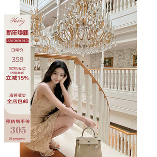 绑带收腰显瘦无袖 Hotdog 送吊带 粉雾花蕾 连衣裙子女 热狗很辣