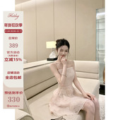 Hotdog 甜美设计感气质收腰吊带连衣裙 法式 热狗很辣 夕雾涟漪