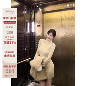 精致气质修身 Hotdog热狗很辣 西棠佳人 显瘦高领针织包臀连衣裙