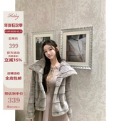 Hotdog 两色条纹皮草外套女 仿真狐狸毛皮草 热狗很辣 伦敦记忆