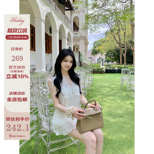 立领绑带上衣 Hotdog 热狗很辣 初恋雏菊 甜美温柔气质女夏无袖