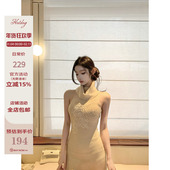 热狗很辣 红昭美人 优雅气质女修身 Hotdog 针织无袖 荡领连衣裙