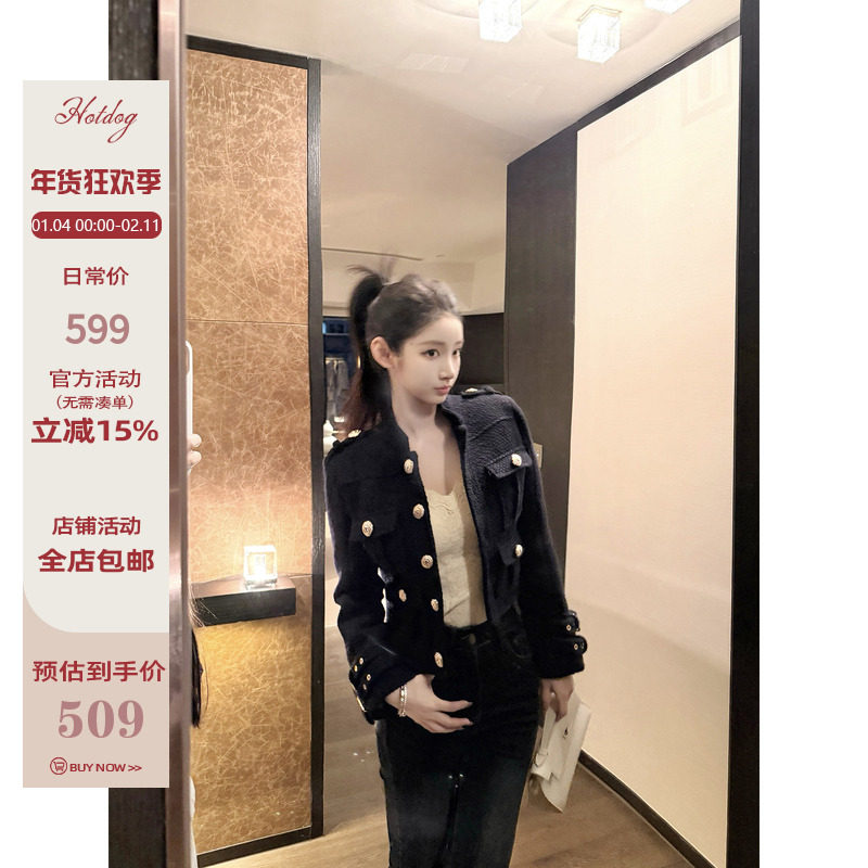 Hotdog 热狗很辣【古早财阀 90白鸭绒羽绒】藏蓝色多口袋短款外套,女装/女士精品,短外套,淘宝优惠券,粉丝福利购,淘宝优惠卷