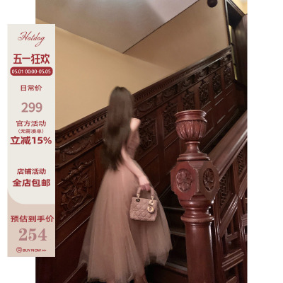 高级优雅抹胸连衣裙女长裙