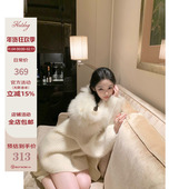 Hotdog 慵懒松弛感白色兔毛毛衣 8兔毛毛衣 热狗很辣 柔光雪落