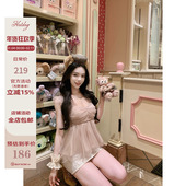 套装 Hotdog热狗很辣 荷叶边吊带上衣 雪花裙裤 原创 粉黛公主