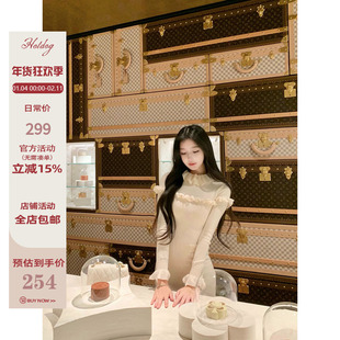 Hotdog 热狗很辣【初冬华尔兹】温柔气质修身米白色针织连衣裙女