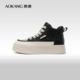 春秋季 板鞋 新款 奥康女鞋 百搭厚底小白鞋 时尚 高帮运动休闲鞋