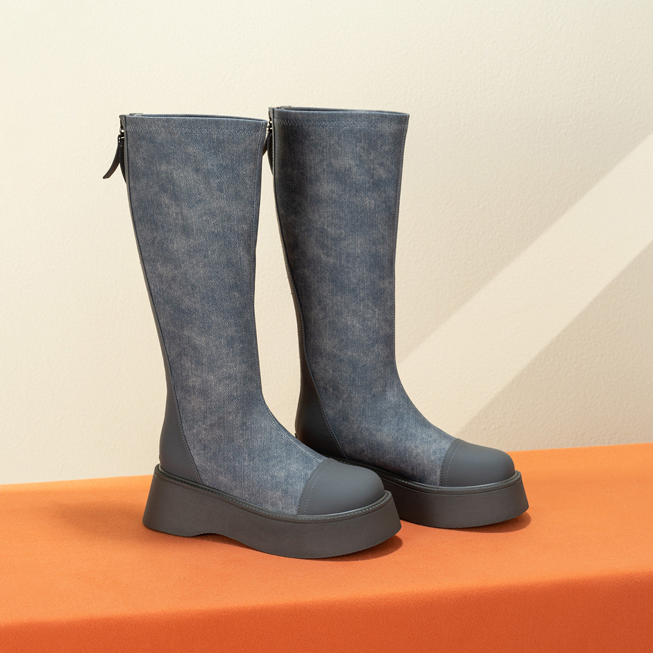 奥康女鞋冬季新款不过膝长筒靴厚底高筒靴显瘦袜靴骑士靴,女鞋,弹力靴/袜靴,淘宝优惠券,粉丝福利购,淘宝优惠卷