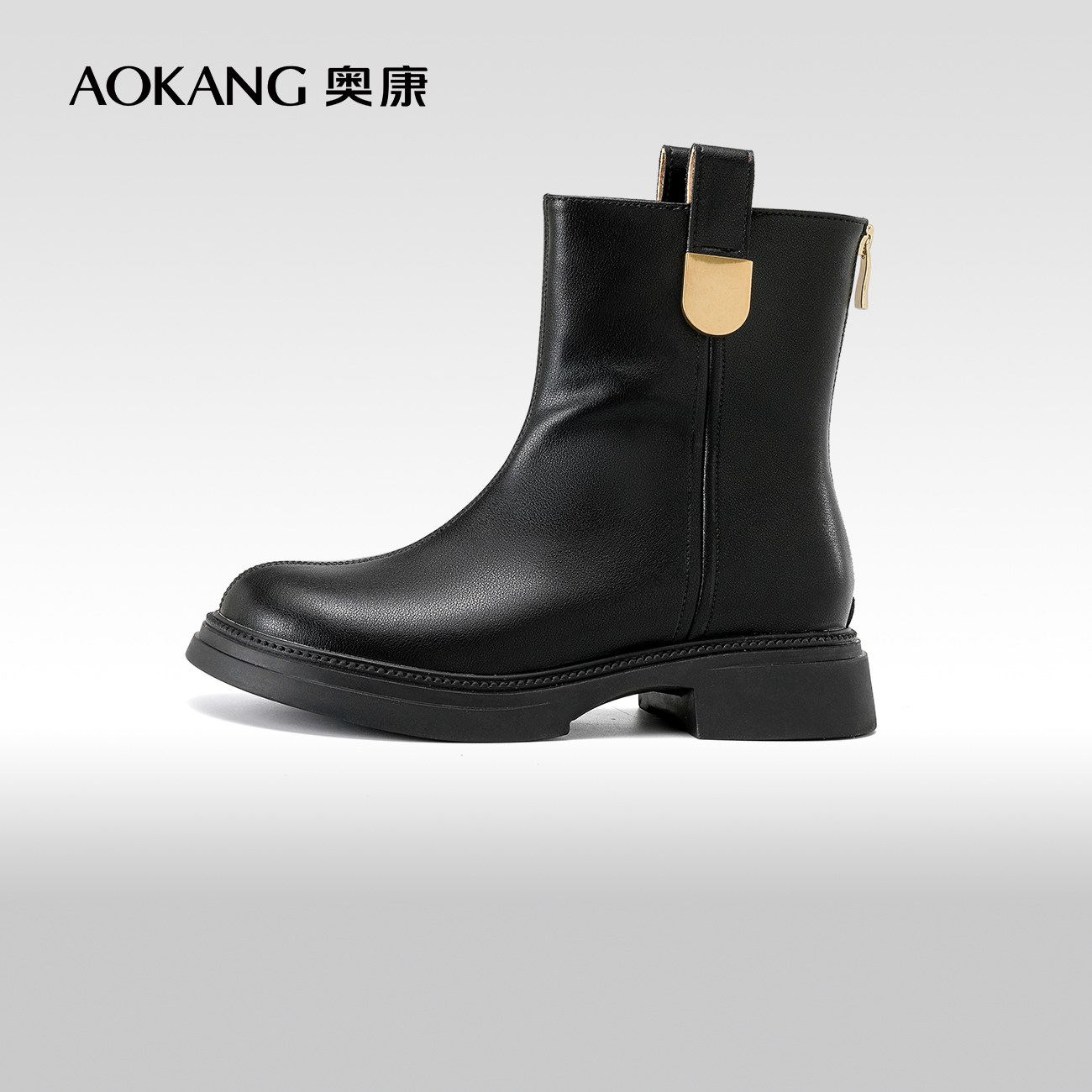 奥康女鞋冬季新款厚底切尔西靴舒适百搭单靴圆头休闲时装靴,女鞋,时装靴,淘宝优惠券,粉丝福利购,淘宝优惠卷