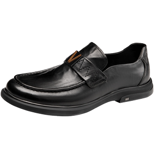 奥康男鞋秋季新款低帮商务休闲皮鞋男英伦潮流韩版真皮抓皱鞋