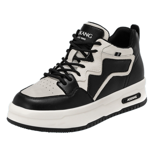 奥康女鞋秋季新款厚底板鞋百搭拼接黑白熊猫配色运动休闲鞋