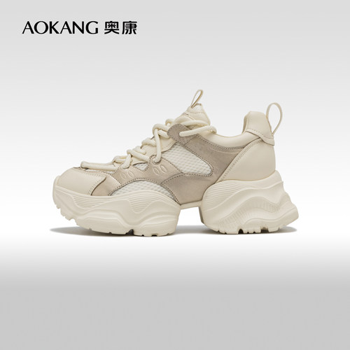 奥康时尚厚底增高老爹鞋